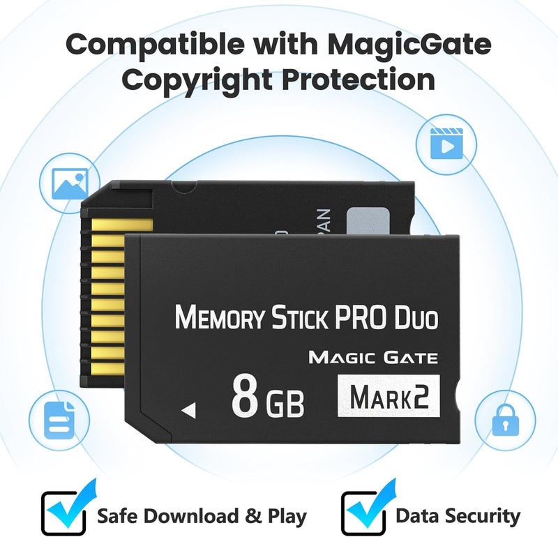 Pefishop Original 8GB 2Pack Memory Stick Pro Duo MARK2, High-Speed Memory Stick Duo Compatible with PSP1000 2000 3000 Accessories and Digital Camera Memory Cards (black-8GB-2pcs) - Image 4
